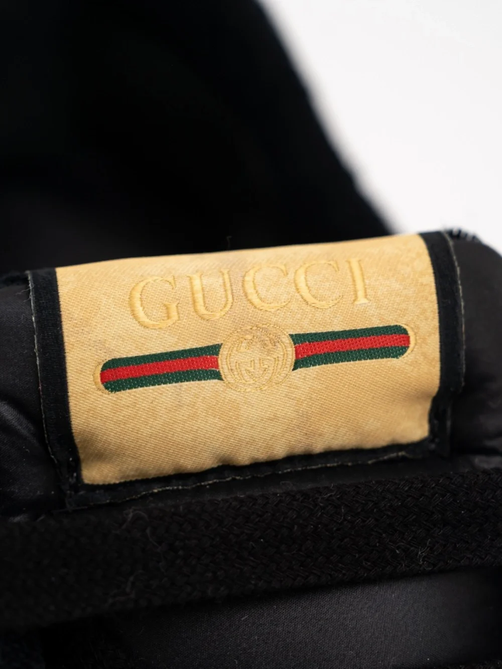 Gucci Men's Sneakers Screener Leather Black GG Supreme Web size 8.5G 9 US